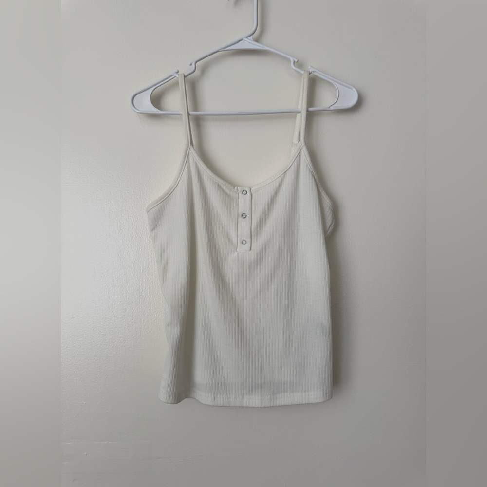 SHEIN Ivory Ribbed Camisole with Buttons